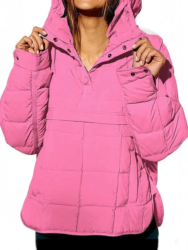 Women's Autumn Winter Padded Jacket Long Sleeve Hooded Pullovers