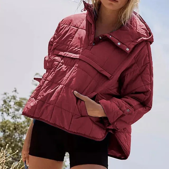 Women's Autumn Winter Padded Jacket Long Sleeve Hooded Pullovers