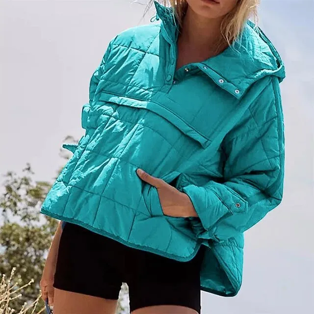 Women's Autumn Winter Padded Jacket Long Sleeve Hooded Pullovers