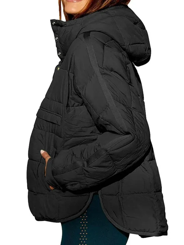 Women's Autumn Winter Padded Jacket Long Sleeve Hooded Pullovers