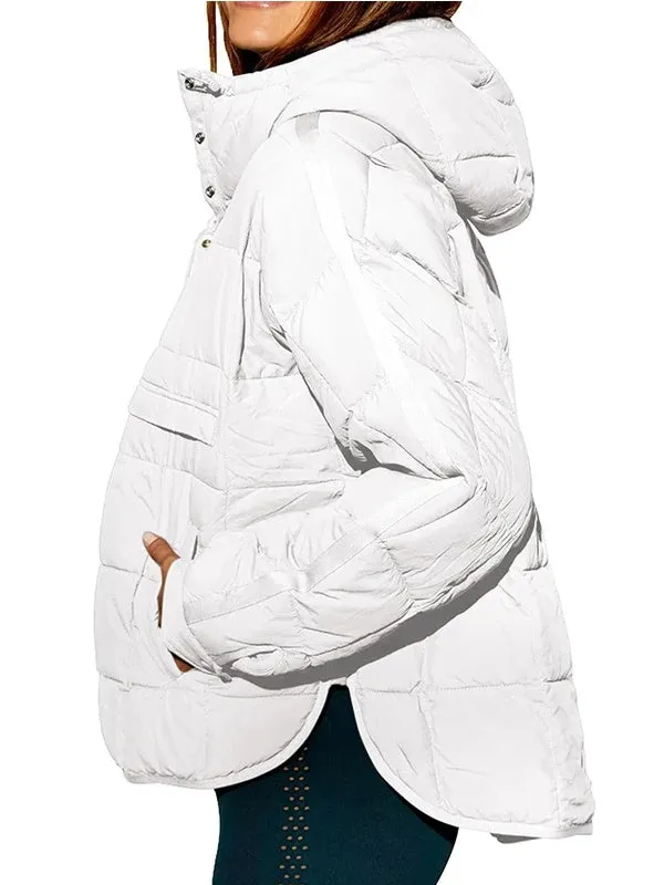 Women's Autumn Winter Padded Jacket Long Sleeve Hooded Pullovers