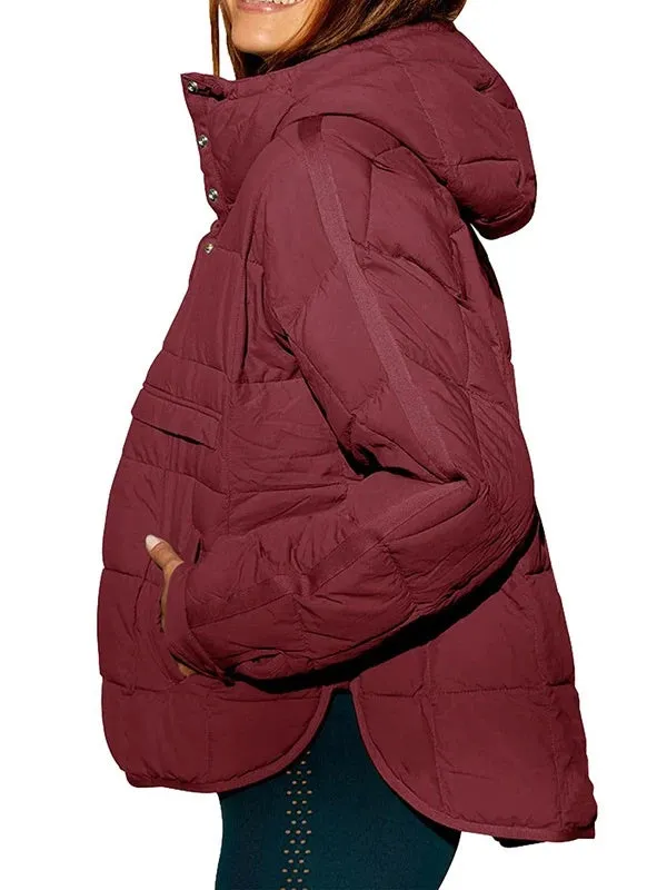 Women's Autumn Winter Padded Jacket Long Sleeve Hooded Pullovers