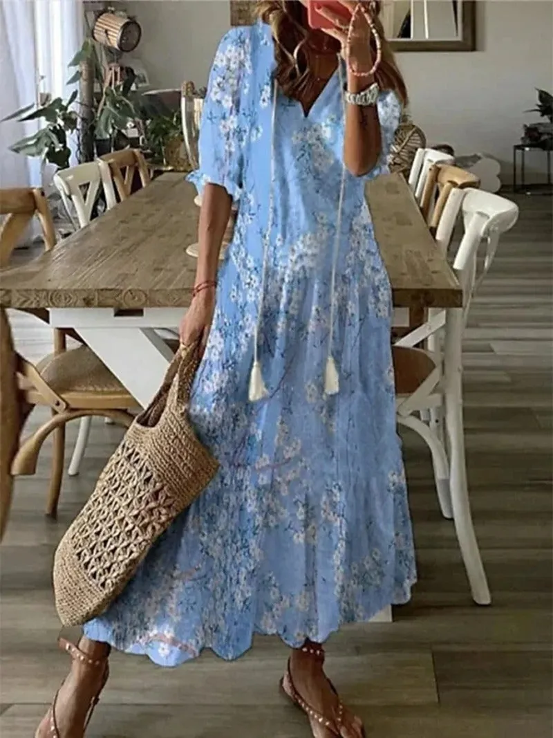 Women's Boho Floral Summer Dress | Maxi