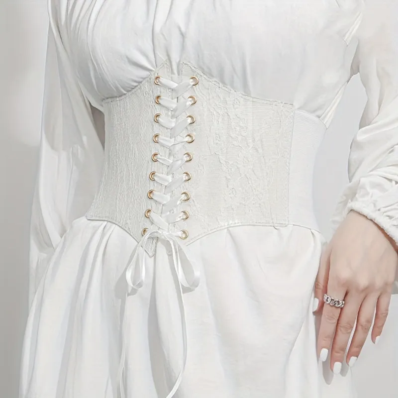 Women's Lace Corset Belt & Floral Elastic Waist Cincher