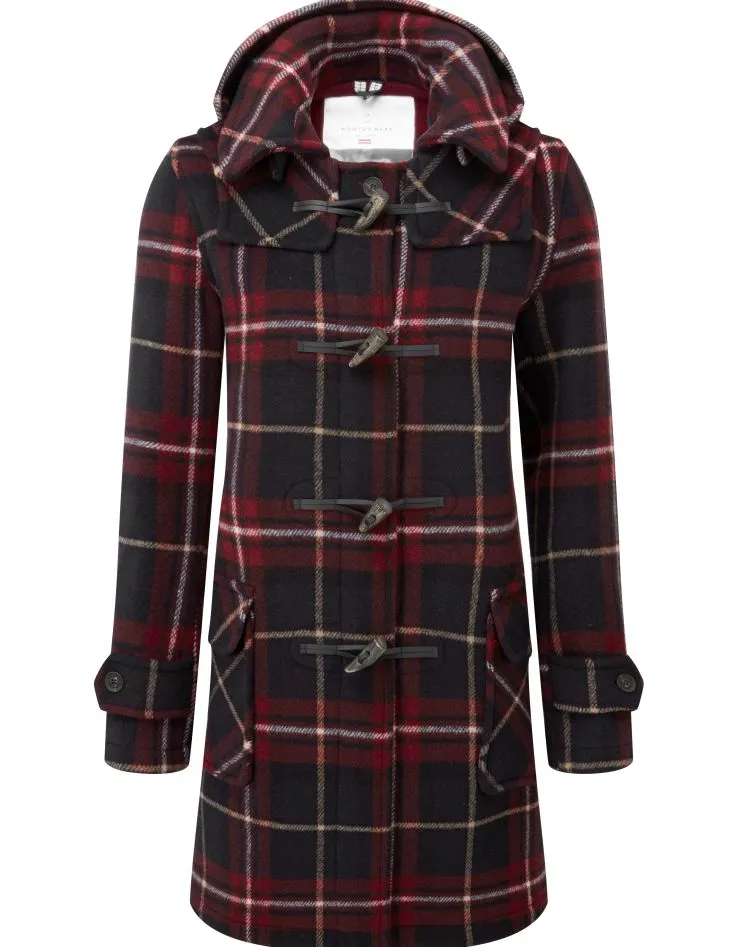 Women's London Classic Fit Duffle Coat - Burgundy Check