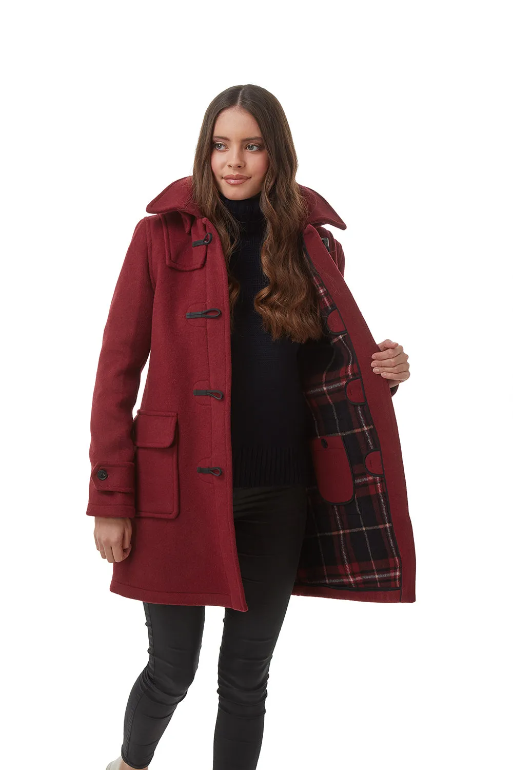 Women's London Classic Fit Duffle Coat - Burgundy