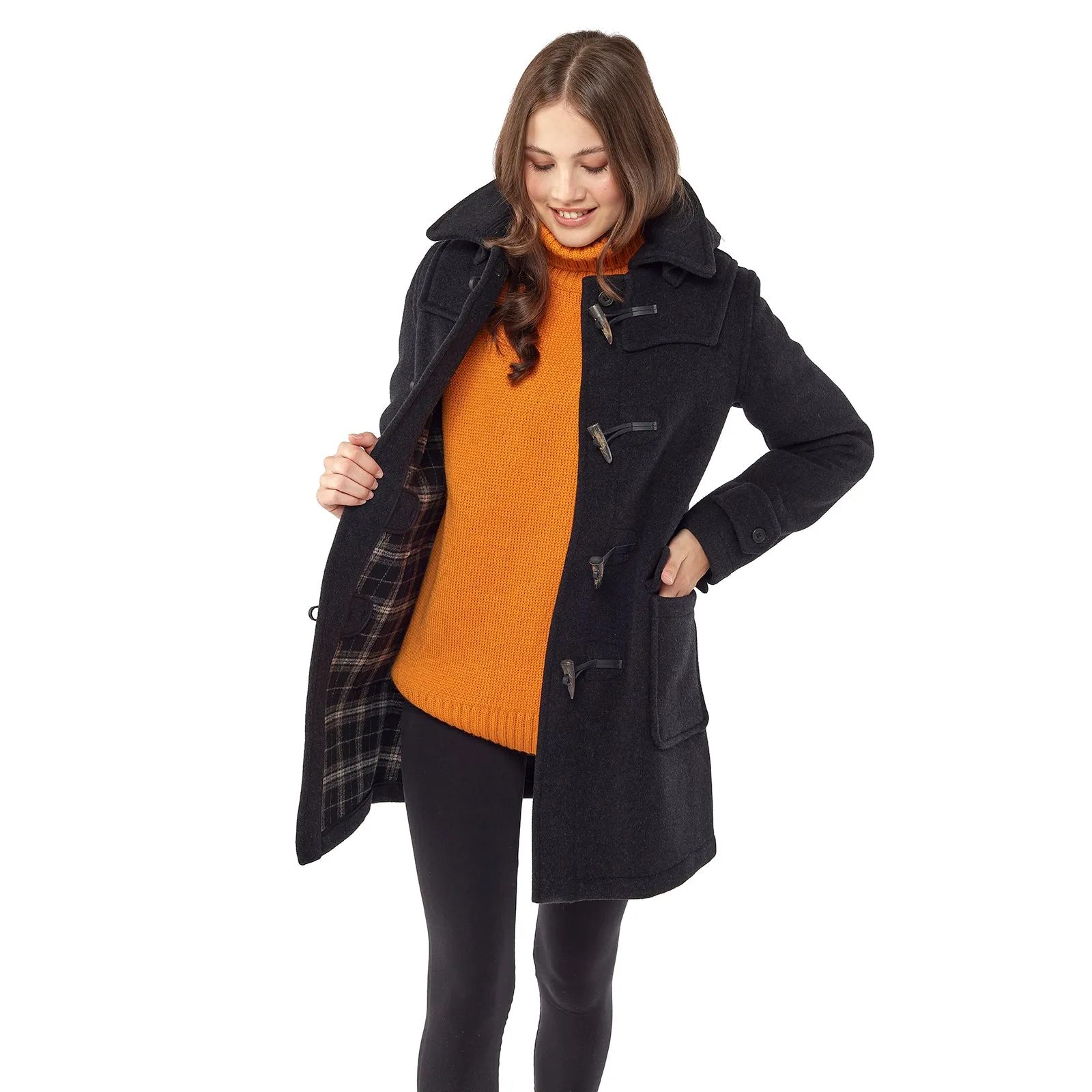 Women's London Classic Fit Duffle Coat - Charcoal