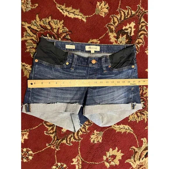 Womens Madewell Maternity Side Panel High-Rise Denim Shorts Size 28