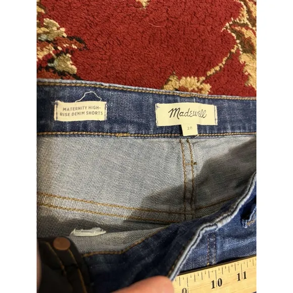 Womens Madewell Maternity Side Panel High-Rise Denim Shorts Size 28
