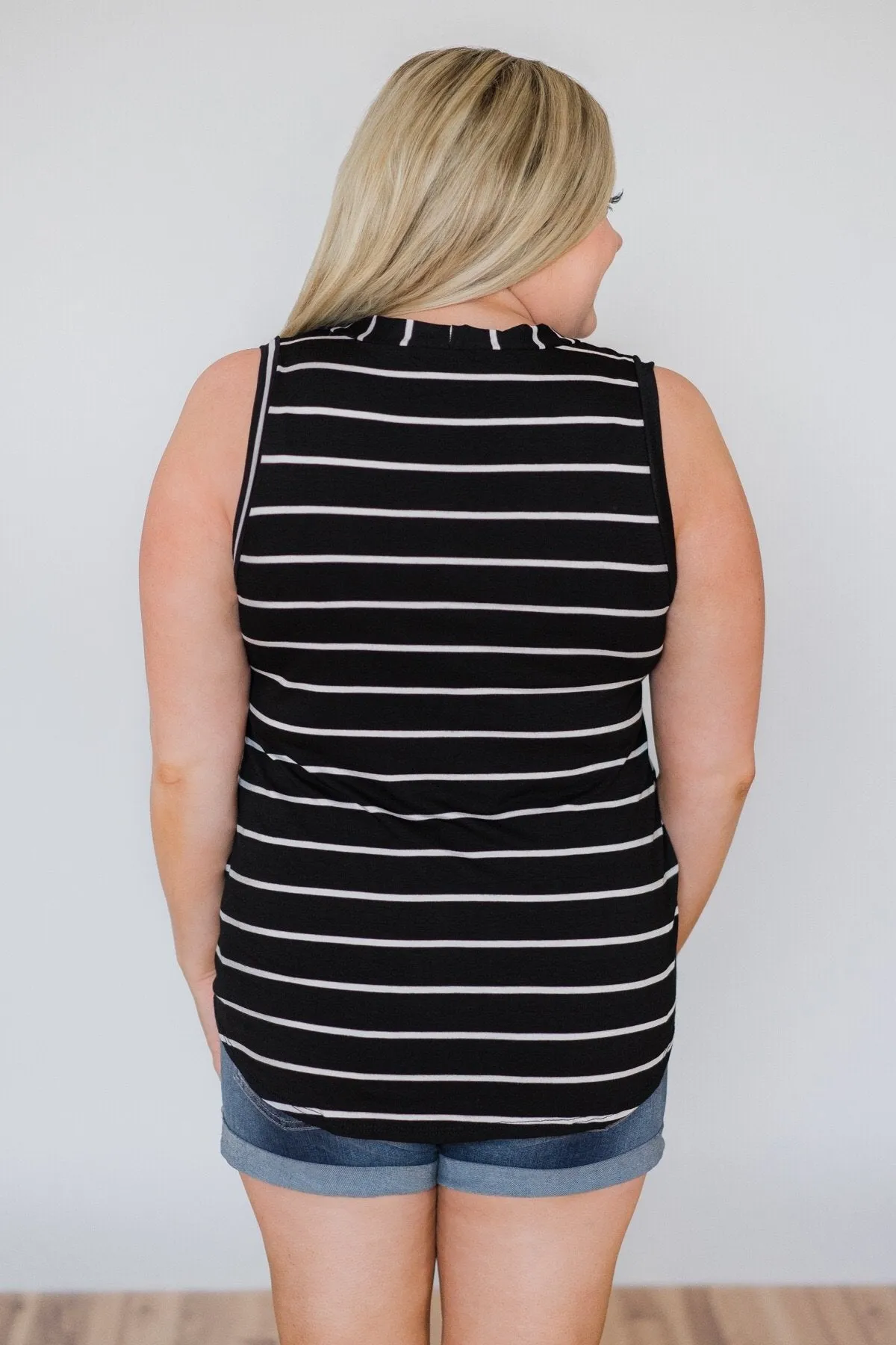 Wouldn't It Be Nice Striped Knot Top- Black