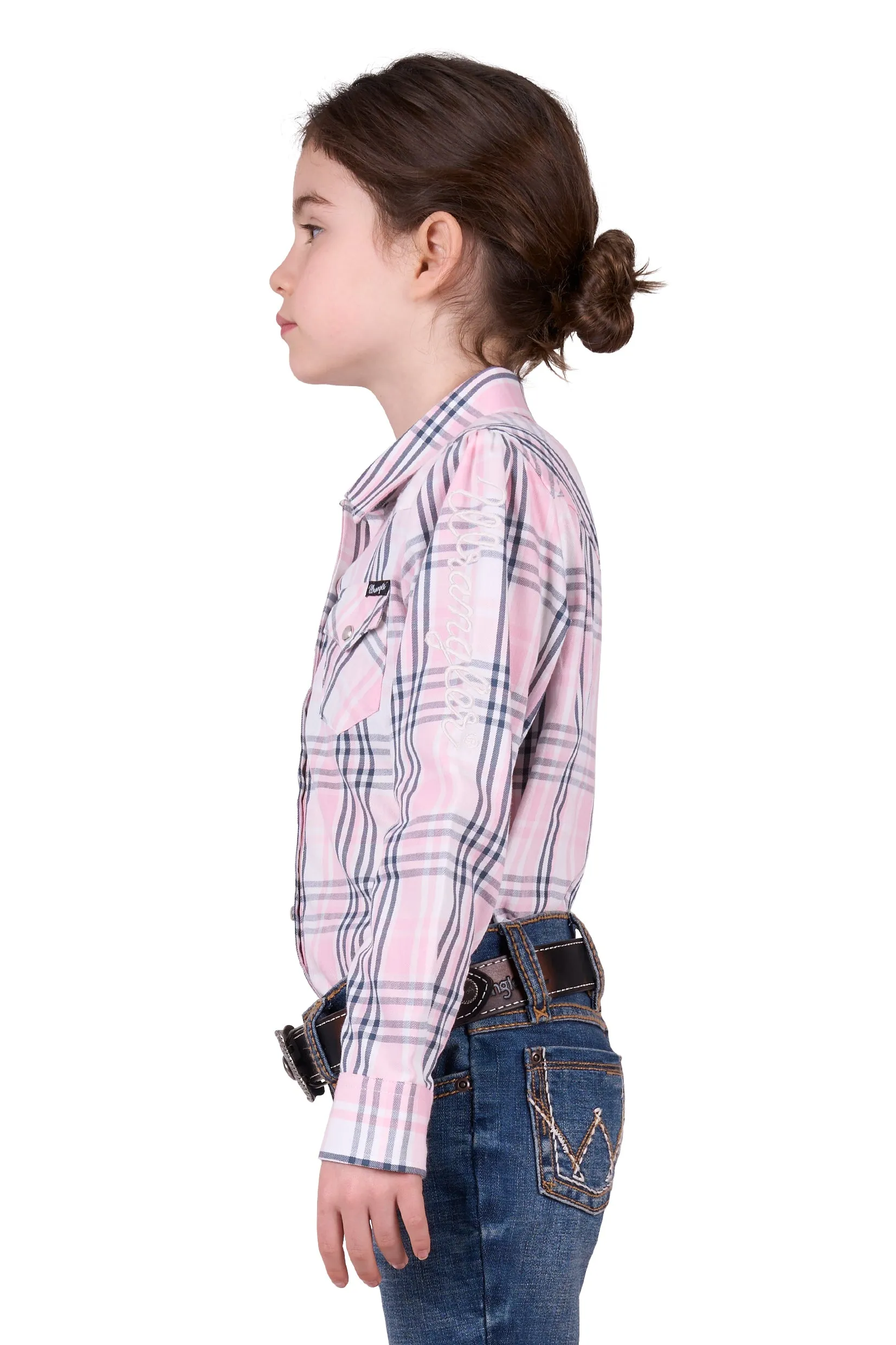 Wrangler Girls Pheobe Check L/S Shirt - Pink