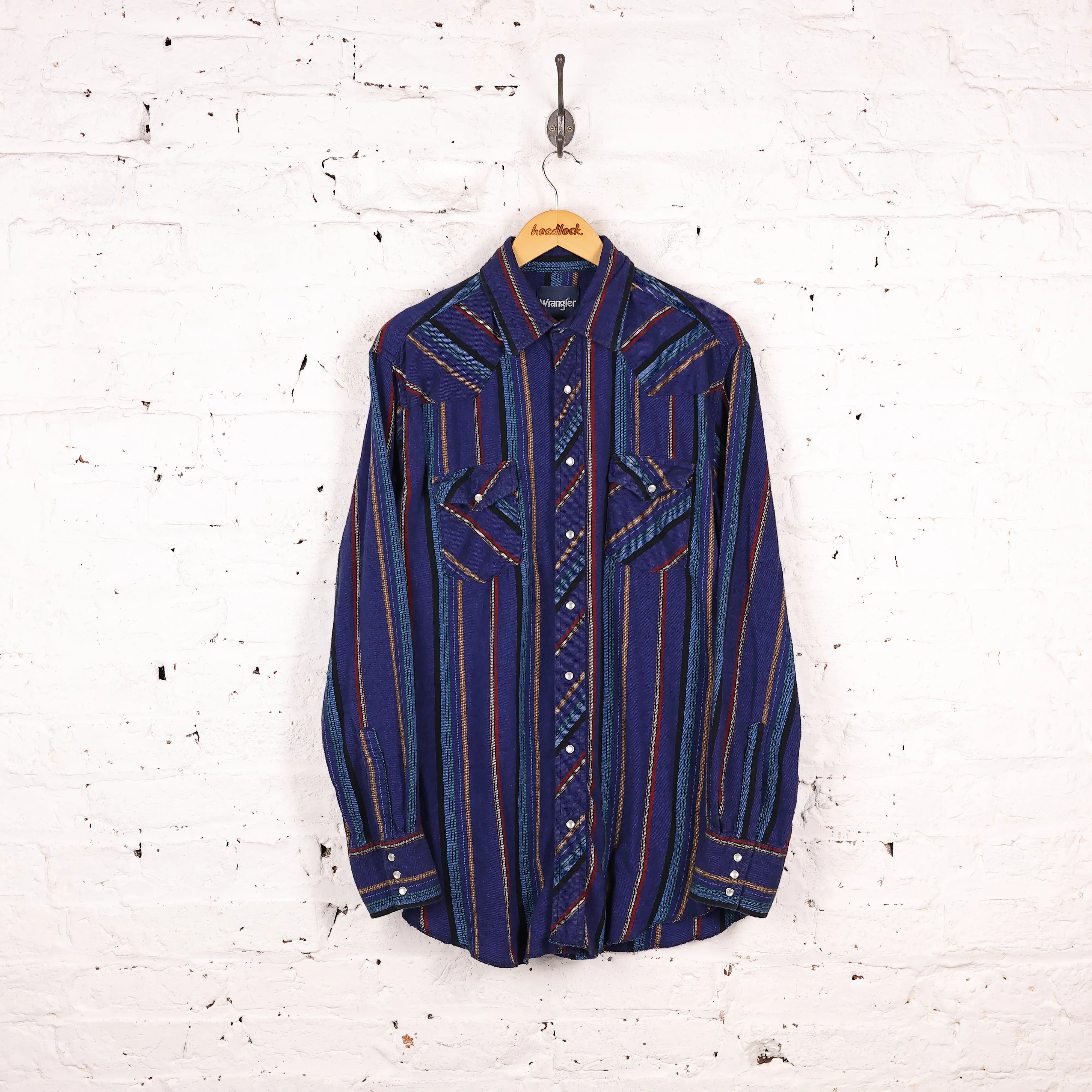 Wrangler Striped Western Shirt - Blue - L