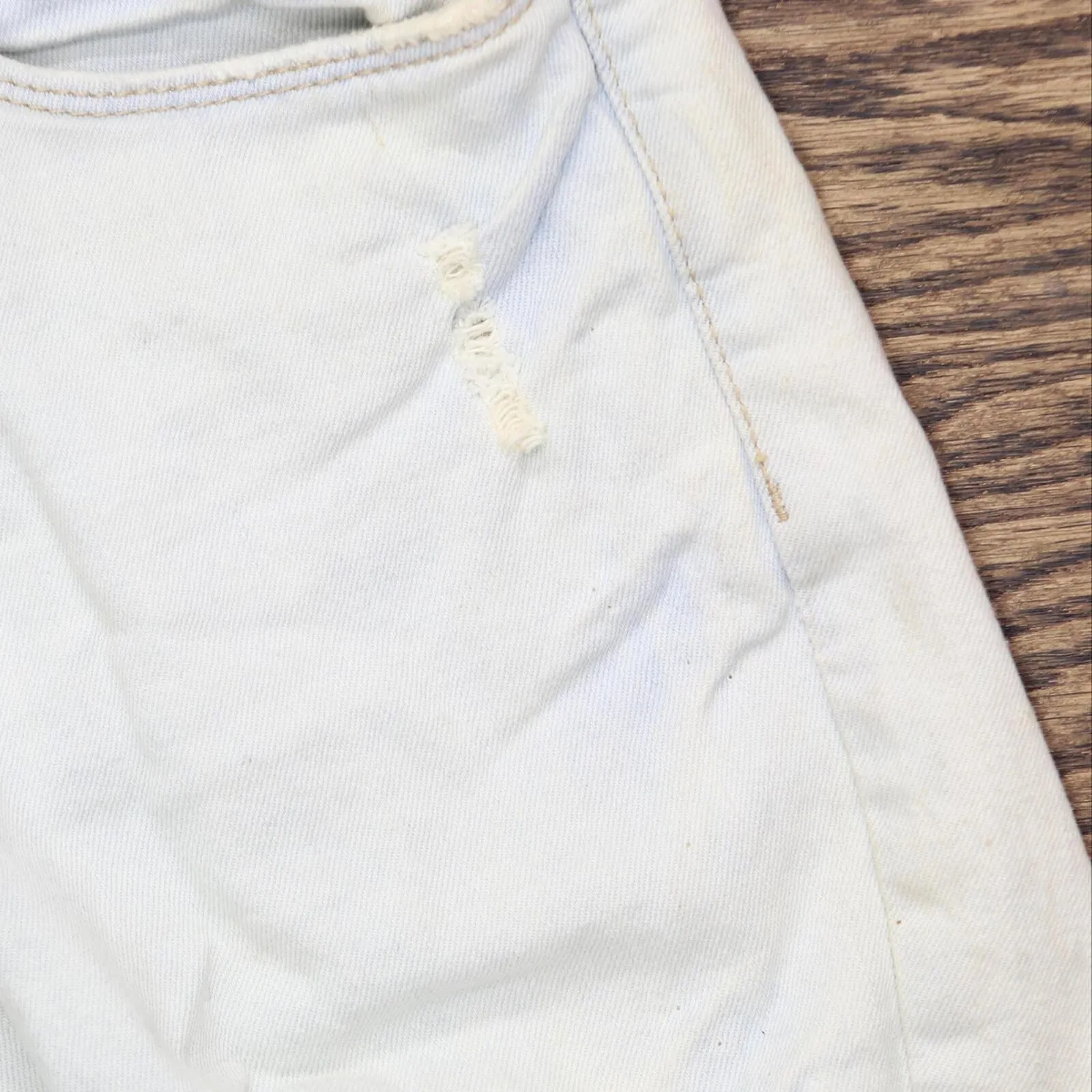 WYX Womens Vintage Denim Work Shorts Button Fly Distressed Light Blue 30
