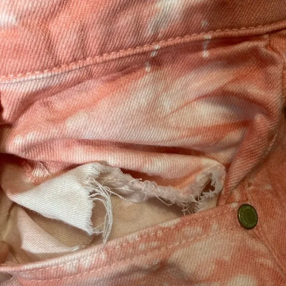 Y2K Ramy Brook Denim Pink Tie Dye Cut Out Shorts