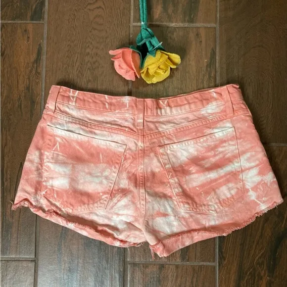 Y2K Ramy Brook Denim Pink Tie Dye Cut Out Shorts