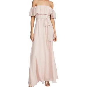 YUMI KIM Women's Lurex Swiss Dot Blush Carmen Maxi Dress #DR8220 NWT