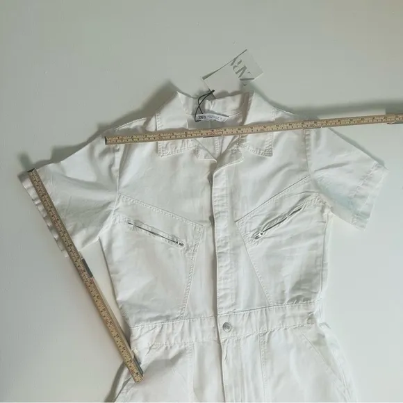 Zara White Utility Retro Romper‎ Shorts Women’s Size 28 NWT