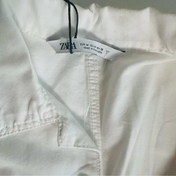 Zara White Utility Retro Romper‎ Shorts Women’s Size 28 NWT