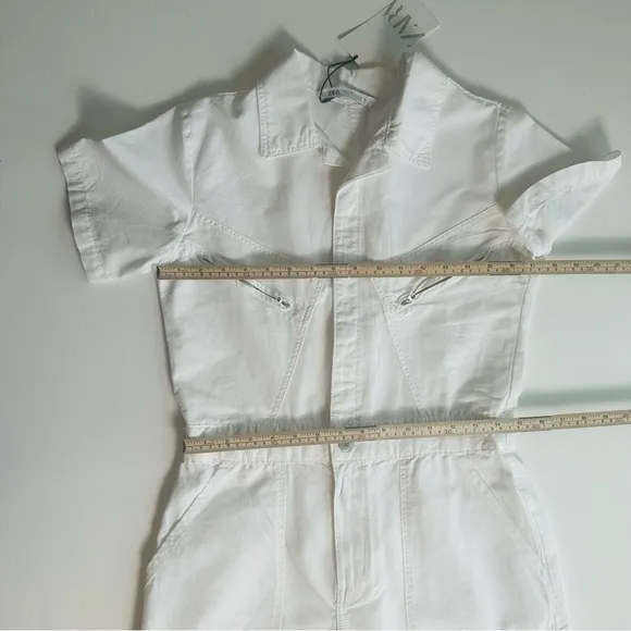 Zara White Utility Retro Romper‎ Shorts Women’s Size 28 NWT