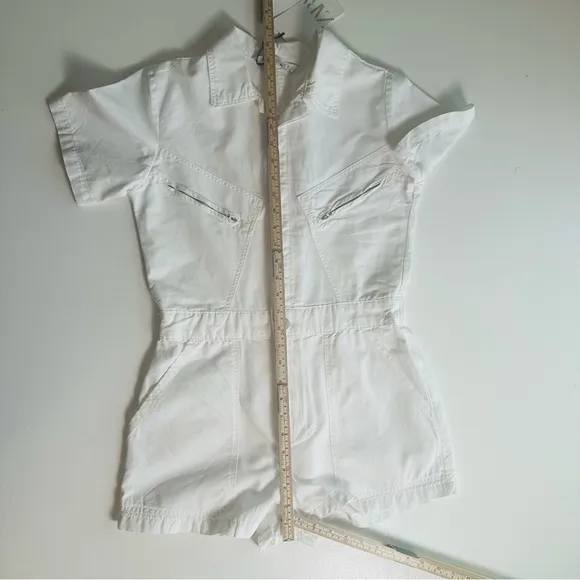 Zara White Utility Retro Romper‎ Shorts Women’s Size 28 NWT