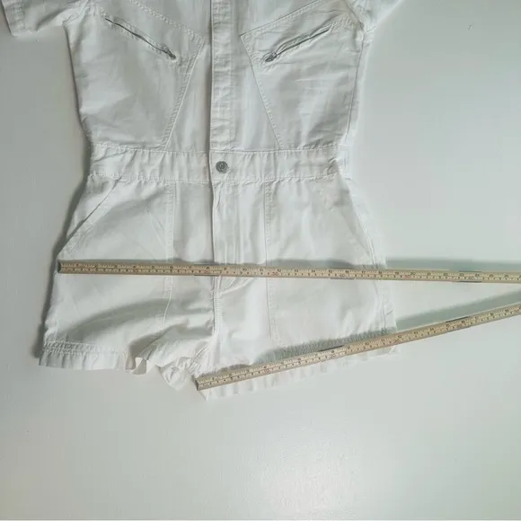 Zara White Utility Retro Romper‎ Shorts Women’s Size 28 NWT