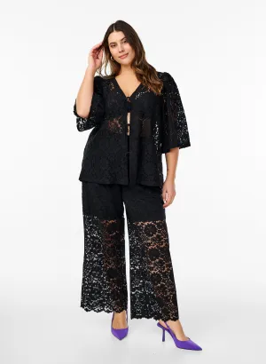 Zizzi Welda Lace Trousers In Black