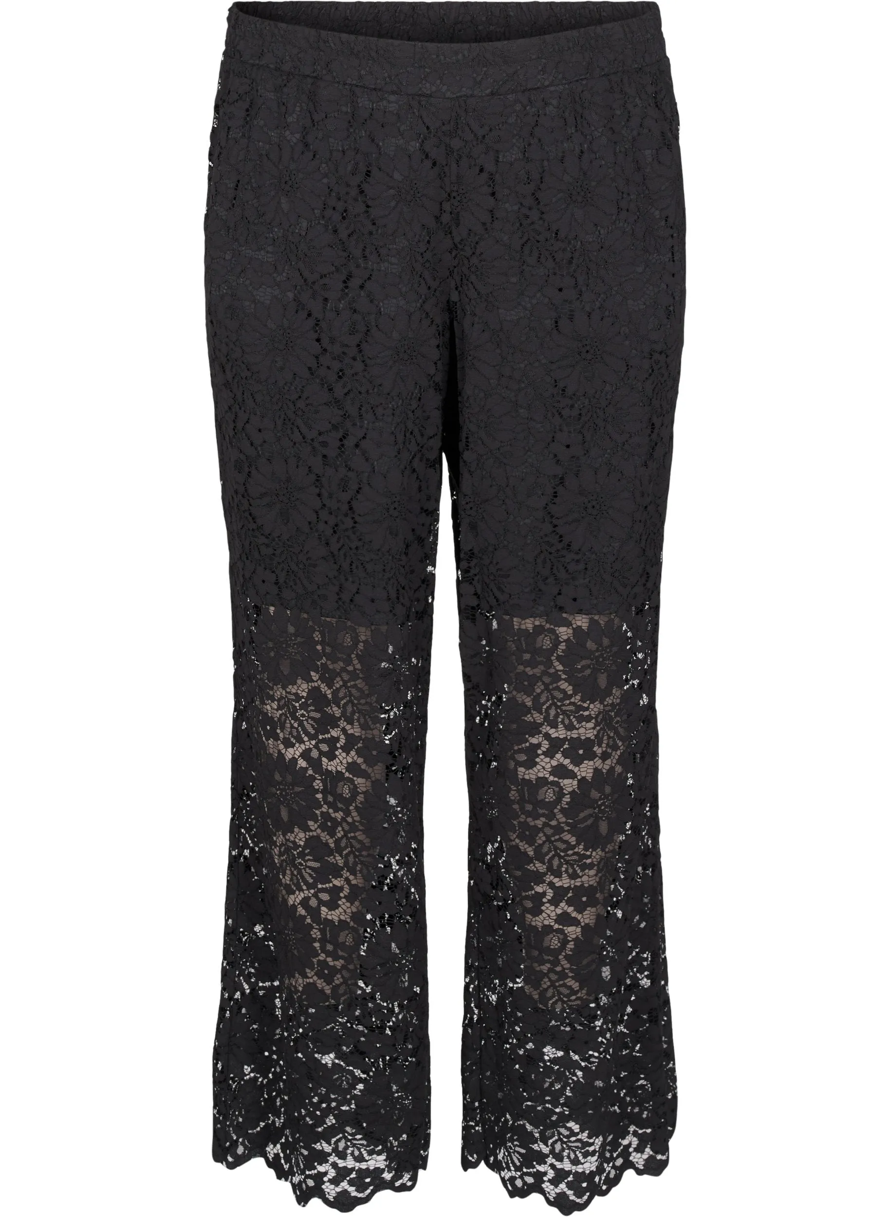 Zizzi Welda Lace Trousers In Black