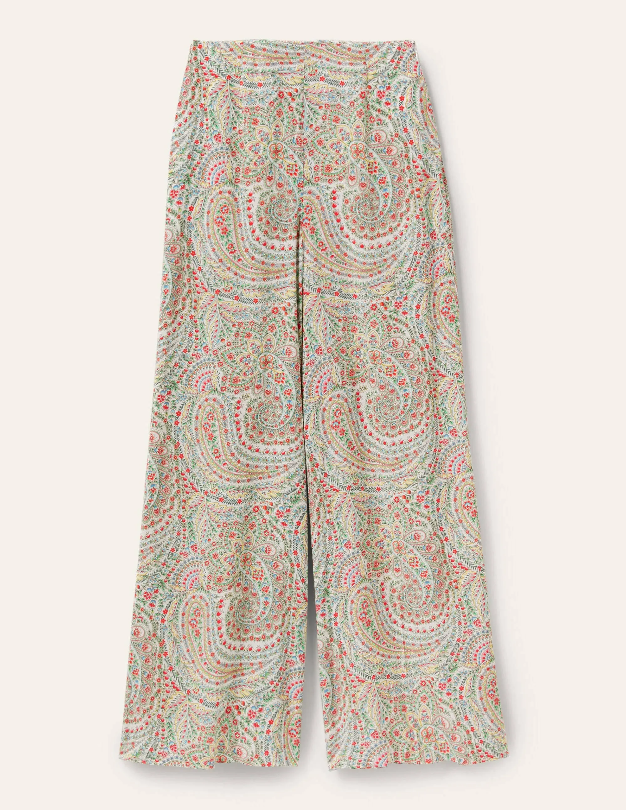 Zoe Wide Leg Palazzo Trousers-Ivory, Flora Paisley